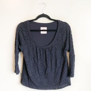 Hollister | Navy Lace Top